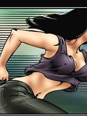 Tasty big cartoon cock interracial comic blowjob