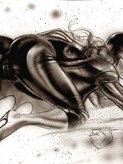 Cuckold comics. One white slut and two muscular ebony guys in hot cuckoldry action