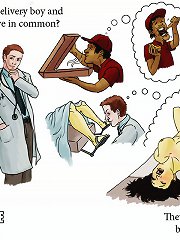 Porn comics. What do a pizza delivery boy and a gynecologist have in common?