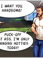 Perverted sex cartoon games with BBW whore starving for biig handsome cocks in her ass